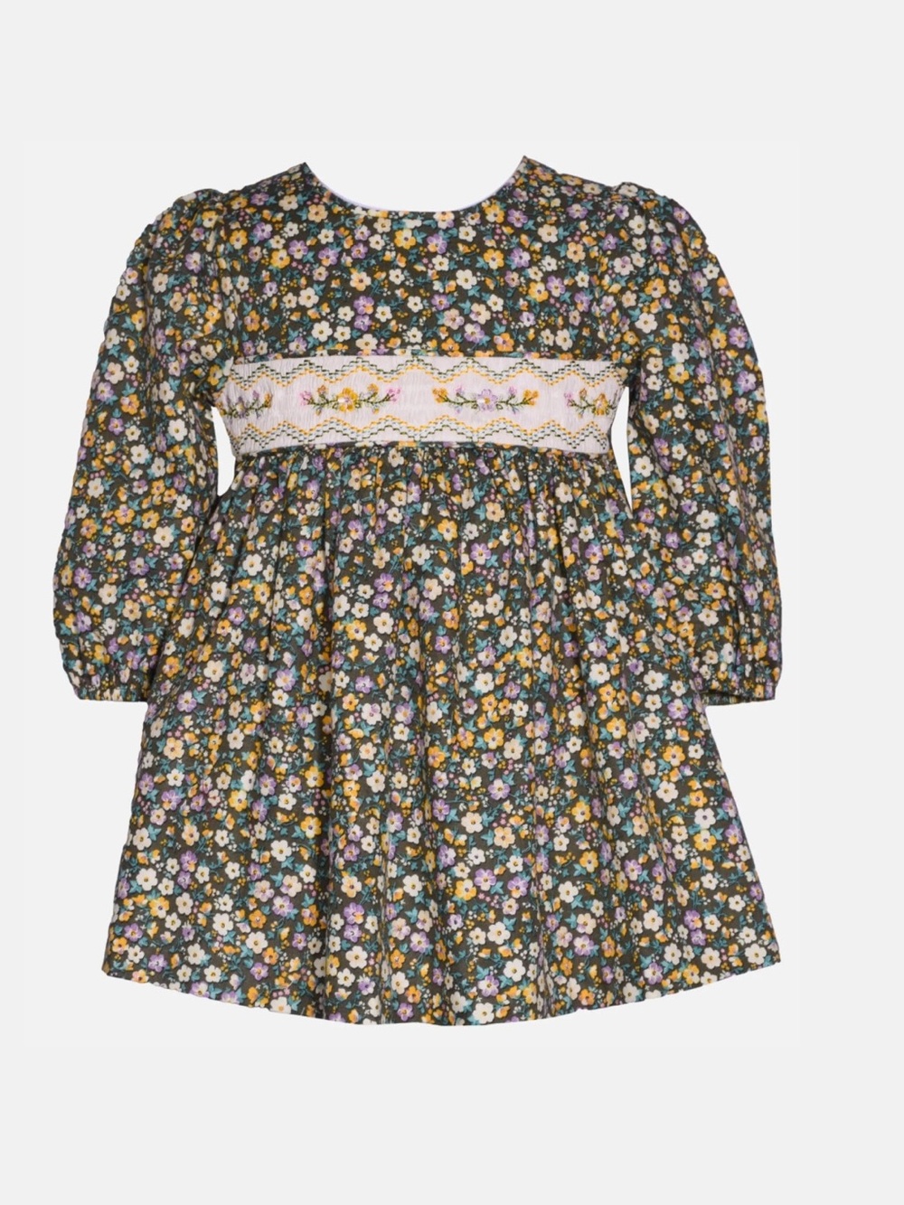 Bonnie Jean NWT Allison long sleeve smocked embroidered 6 floral dress